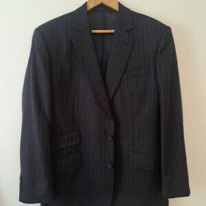 Chester Barrie Handmade in England 3-Piece Navy Pinstripe Wool Suit US42L